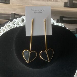 kate spade Black and Gold Heart Drop Earrings